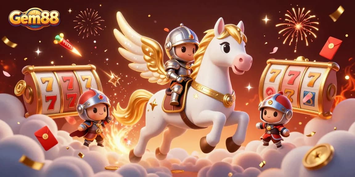 Engage in casino adventures with Gem88, enjoying dynamic slot reels and festive visuals.