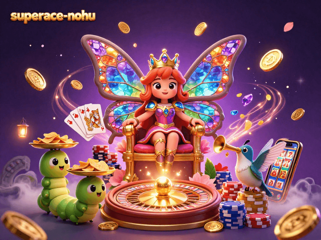 Experience thrilling gameplay with superace-nohu as the butterfly queen reigns over exciting casino elements.