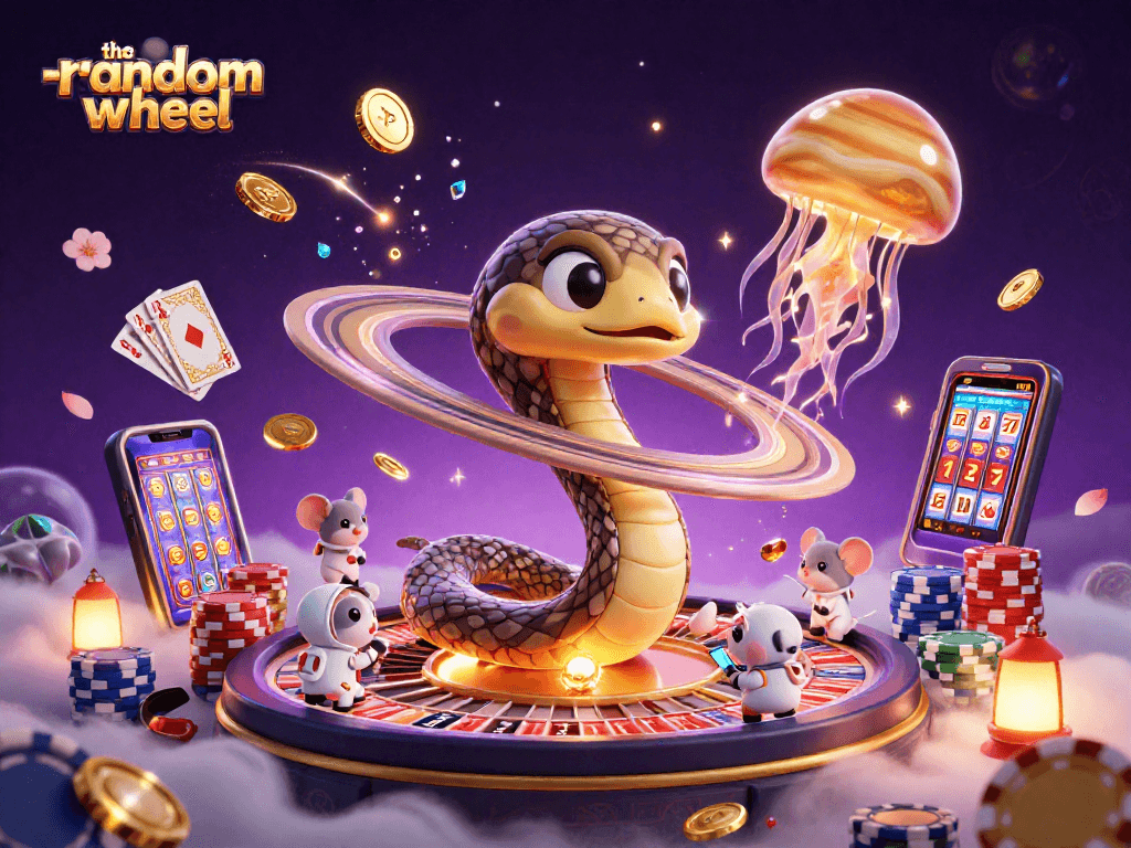 Engage with the-random-wheel in a dazzling cosmic roulette game featuring unique characters and vibrant treasures.