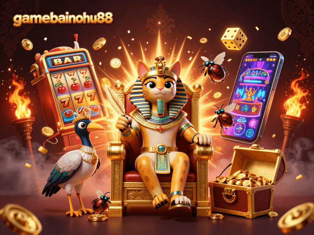 Experience jackpot thrills with gamebainohu88's vibrant slot gaming scene packed with characters and dynamic elements.
