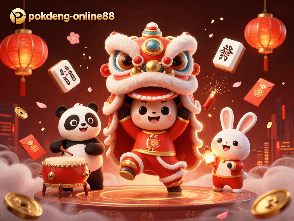 Join the excitement of pokdeng-online88 with vibrant characters and festive elements showcasing traditional celebrations.