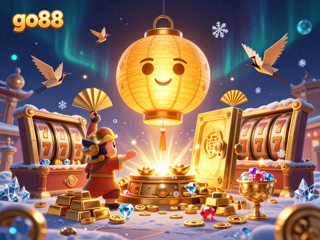 Experience go88's vibrant casino gaming atmosphere filled with treasures and lucky symbols.