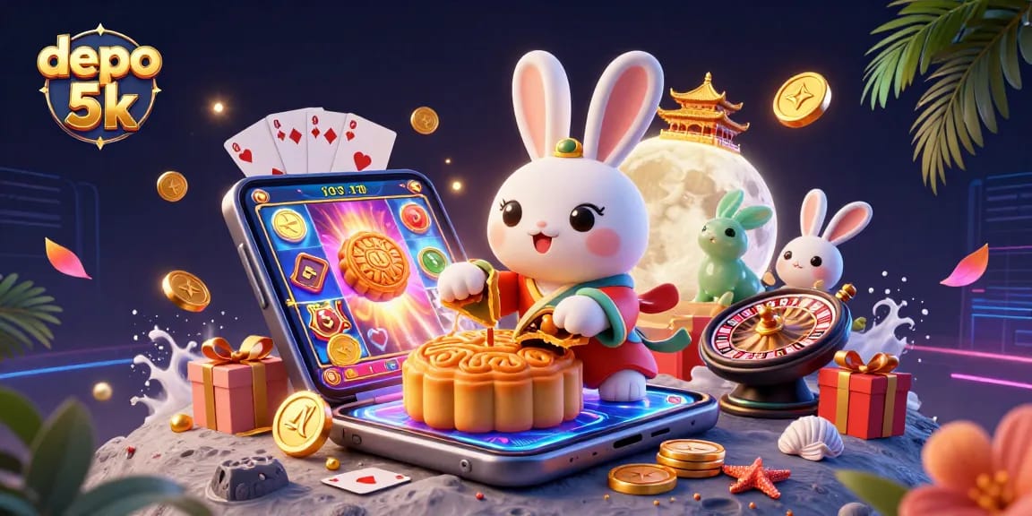 Engage with the thrilling world of depo 5k as a moon rabbit reveals poker chips.
