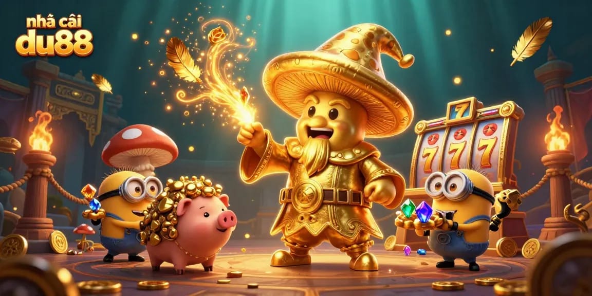 Welcome to nhà cái du88, a vibrant 3D casino scene teeming with magic and gold!