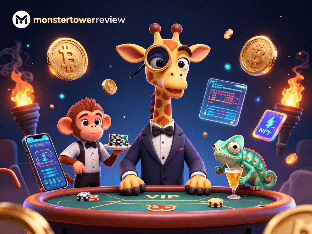 Join the excitement at monstertowerreview with our high-roller giraffe enjoying casino thrills.