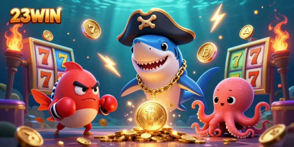 Engage with thrilling casino adventures at 23WIN featuring playful characters and dynamic gaming elements.