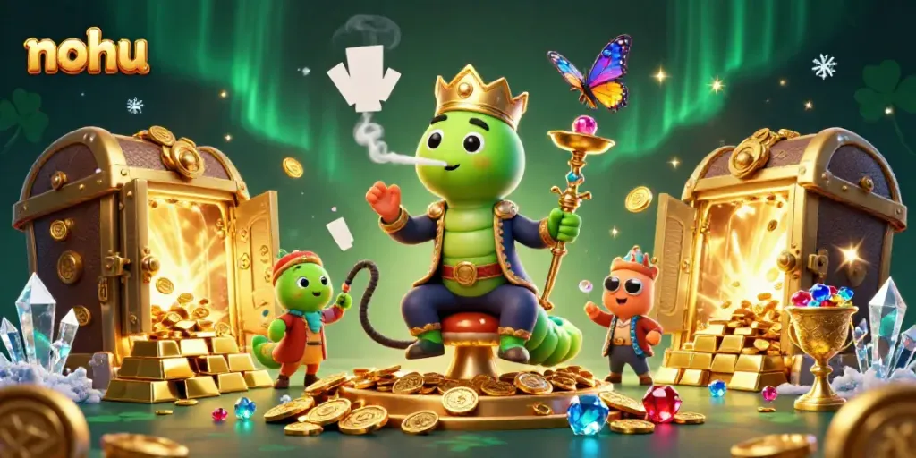 Feel the luck at nohu by enjoying the 3D cartoon celebration of casino rewards and treasures.