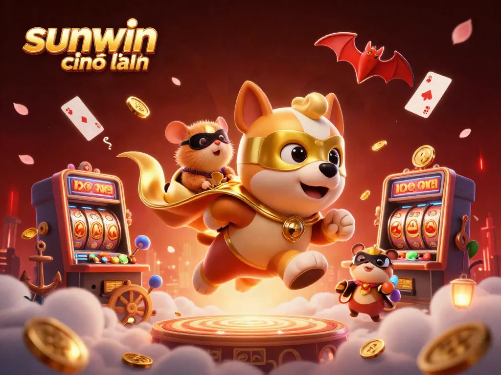 Feel the excitement at sunwin chính hãng with a superhero dog and hamster alongside thrilling casino elements.