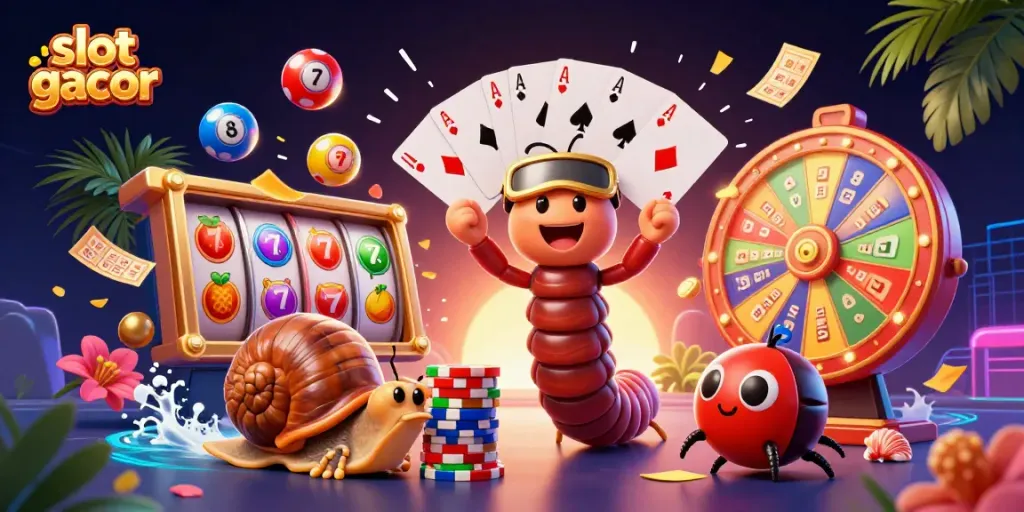 Engage in the excitement of slot gacor with this vibrant casino illustration showcasing thrilling games.